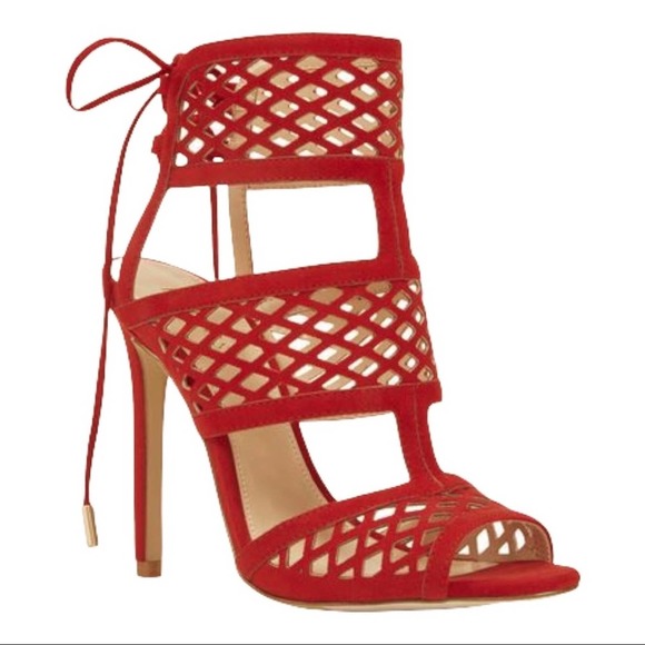 Nine West Shoes - Nine West Raella Red Caged Cut Out Heels Size 6.5